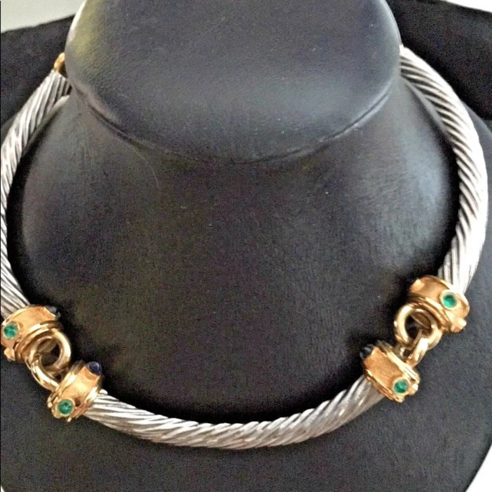 VTG Maresco Necklace Steel & Gold Gripoix Choker